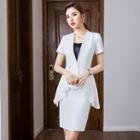 Short-sleeve Single-button Blazer / Camisole Top / Pencil Skirt / Set