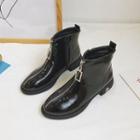 Faux-leather Zip Front Short Boots
