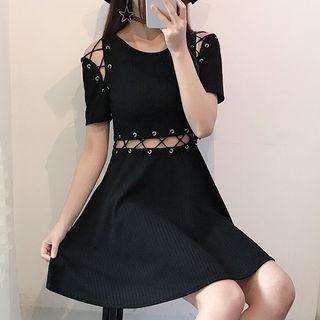 Short-sleeve Cross A-line Dress