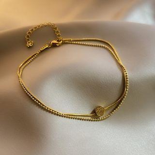 Double-layered Titanium Steel Anklets Gold - One Size