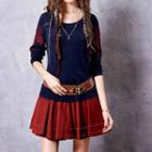 Embroidered Long Sleeve Dip Back T-shirt