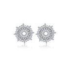 Simple Bright Geometric Round Stud Earrings With Cubic Zirconia Silver - One Size