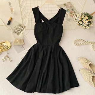 Sleeveless Cross Strap A-line Dress