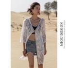 3/4-sleeve Lace Jacket As Shown In Figure - One Size