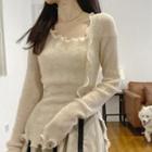 Lettuce Edge Knit Top / Midi A-line Skirt / Set