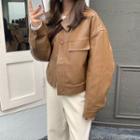Faux-leather Plain Jacket