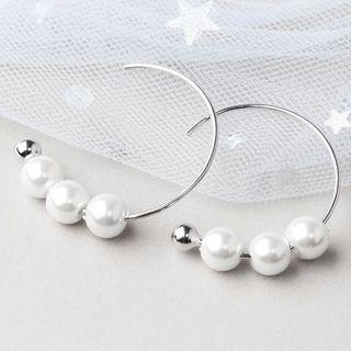 Faux-pearl Earring 1 Pair - White Gold - One Size