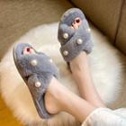 Faux Pearl Furry Slippers