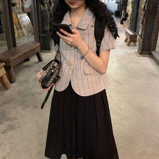 Plaid Short-sleeve Single-breasted Jacket