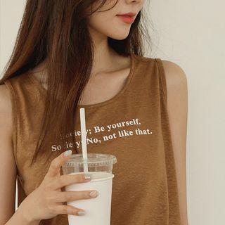 U-neck Letter Linen Tank Top