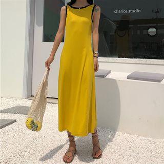 Contrast Trim Midi Tank Dress