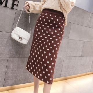 Midi Dotted Knit A-line Skirt
