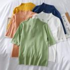 Chain-accent Short-sleeve Knit Top