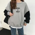 Mock Two-piece Lettering Pullover As Shown In Figure - One Size