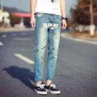 Print Washed Jeans