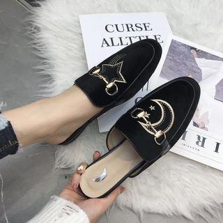 Crescent & Star Embroidered Mules