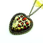 Leopard Heart Necklace Copper - One Size