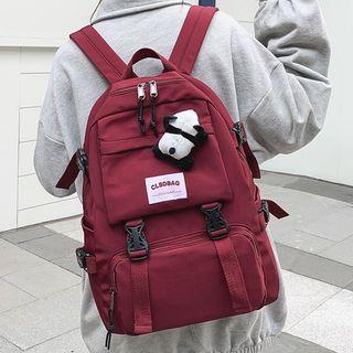 Nylon Letter Plush Detail Backpack