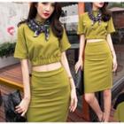 Set: Short-sleeve Top + Pencil Skirt