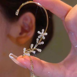Rhinestone Alloy Earring 1 Pc - Right Ear - Gold - One Size