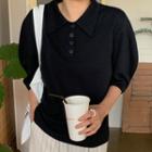 Puff-sleeve Boxy Polo Shirt