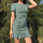 Short-sleeve Floral Mini Sheath Dress