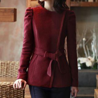 Tie-waist Woolen Coat