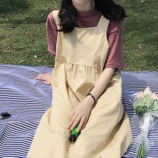 Plain Loose-fit Strappy Dress