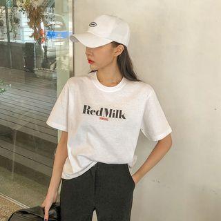 Red Milk Lettered T-shirt