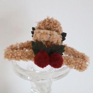 Cherry Fluffy Hair Claw Khaki - One Size