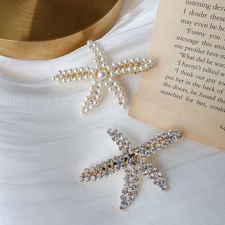 Rhinestone Faux Pearl Starfish Hair Clip