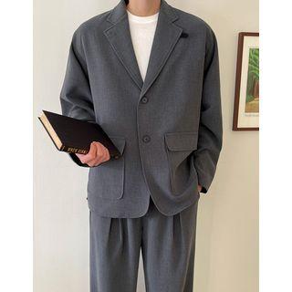 Drawstring-hem Single-breasted Blazer