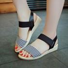 Ankle Strap Striped Flat Sandals
