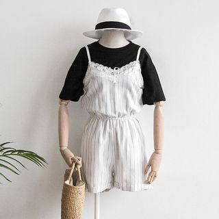 Spaghetti-strap Stripe Playsuit