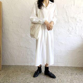 Long-sleeve Midi Shift Shirtdress