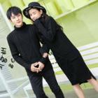 Couple Matching Turtleneck Cable Knit Sweater / Long-sleeve Knit Dress