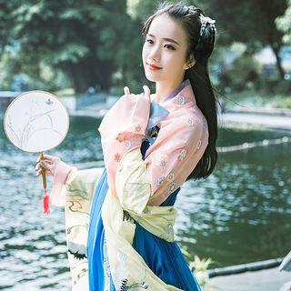 Hanfu Long-sleeve Top / Scarf / Maxi Skirt / Set