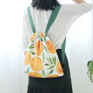 Fruit Print Canvas Drawstring Backpack