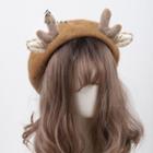 Deer Horn Beret Hat Coffee - One Size