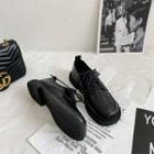 Croc Grain Platform Lace-up Shoes