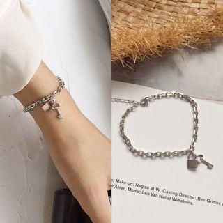 925 Sterling Silver Lock Bracelet S052 - One Size