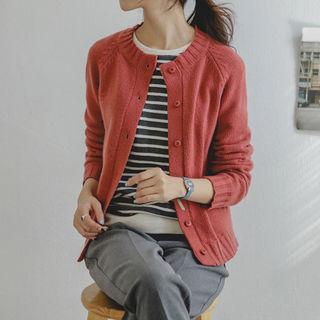 Raglan-sleeve Wool Blend Cardigan