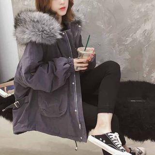 Faux-fur Hooded Zipped Jacket