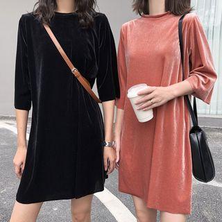 Elbow-sleeve Velvet T-shirt Tunic