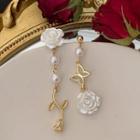 Rose Butterfly Asymmetrical Alloy Dangle Earring