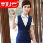 Contrast Collar Short-sleeve Shirt / Vest / Dress Pants / Skirt