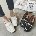 Faux Pearl Square Toe Loafers
