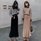 Striped Sweater / Midi Knit Skirt