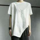 Asymmetric Elbow-sleeve T-shirt White - One Size