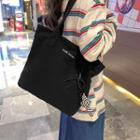 Set: Letter Embroidered Tote Bag + Bag Charm